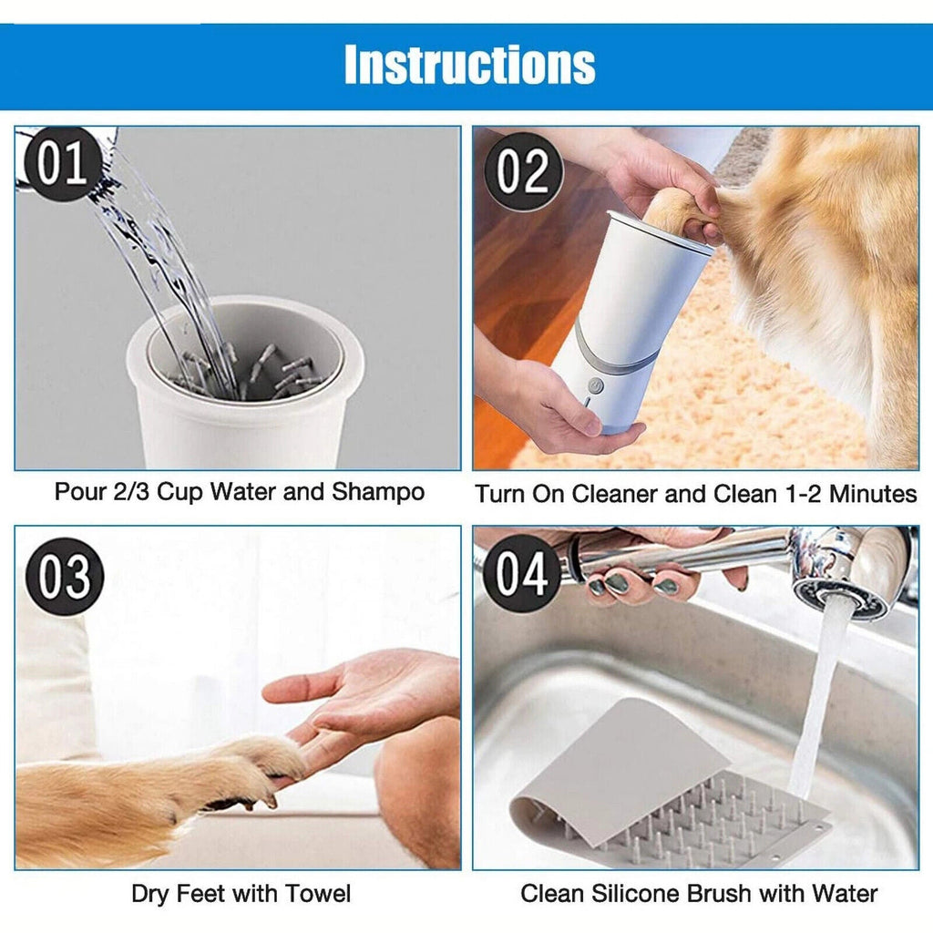 automatic electric paw cleaner USB rechargeable for dogs