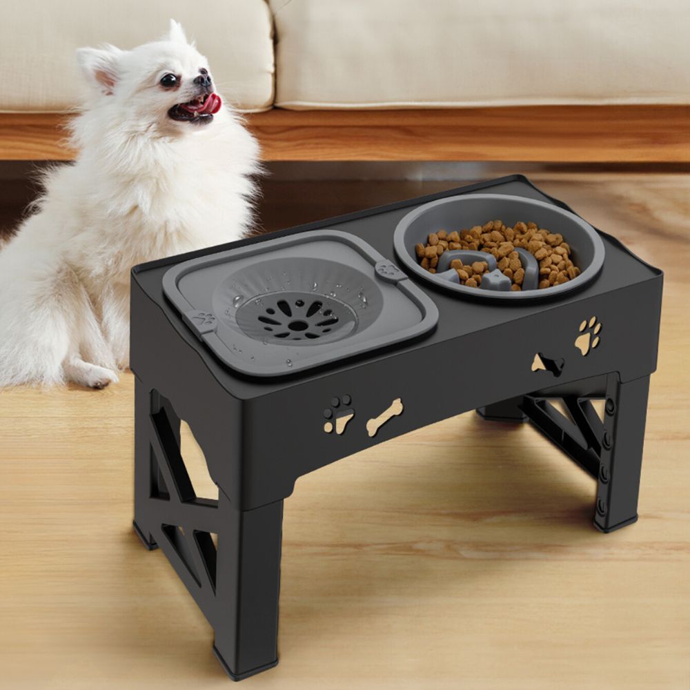 elevated adjustable slow feeder bowl for dogs