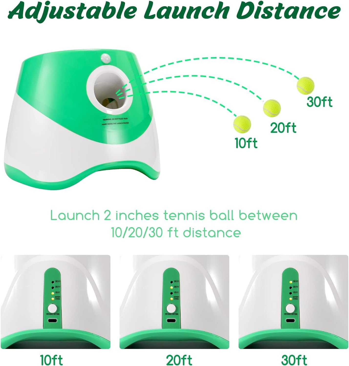 automatic dog ball launcher with 3 distance settings