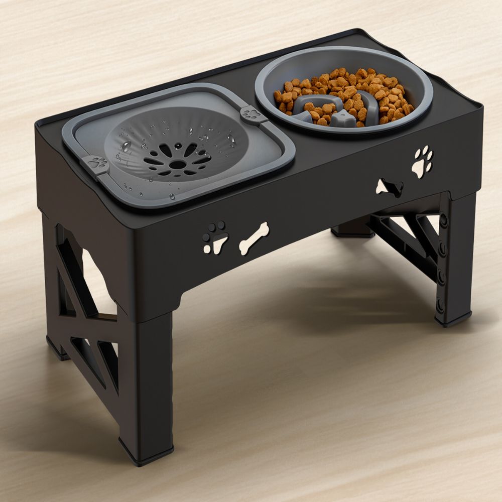 elevated adjustable slow feeder bowl for dogs