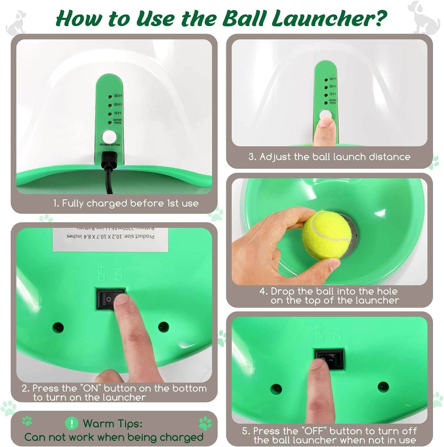automatic dog ball launcher with 3 distance settings