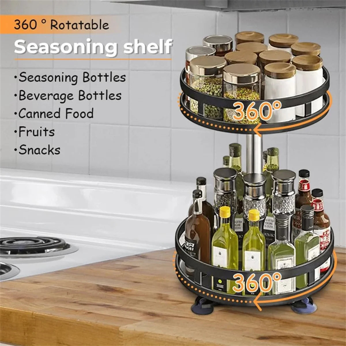 360° Rotating Spice Rack - 1, 2 & 3 Tier