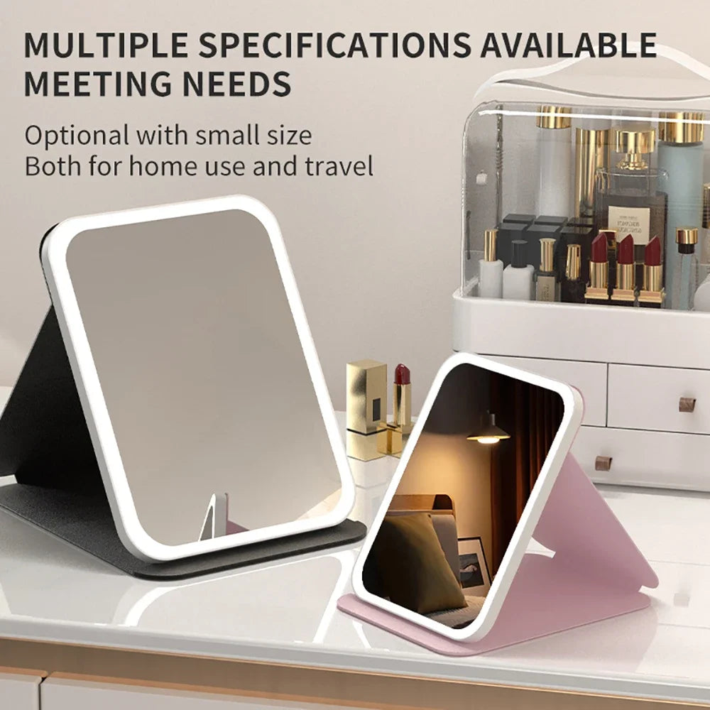 LED vanity mirror with 3 color light modes USB rechargeable