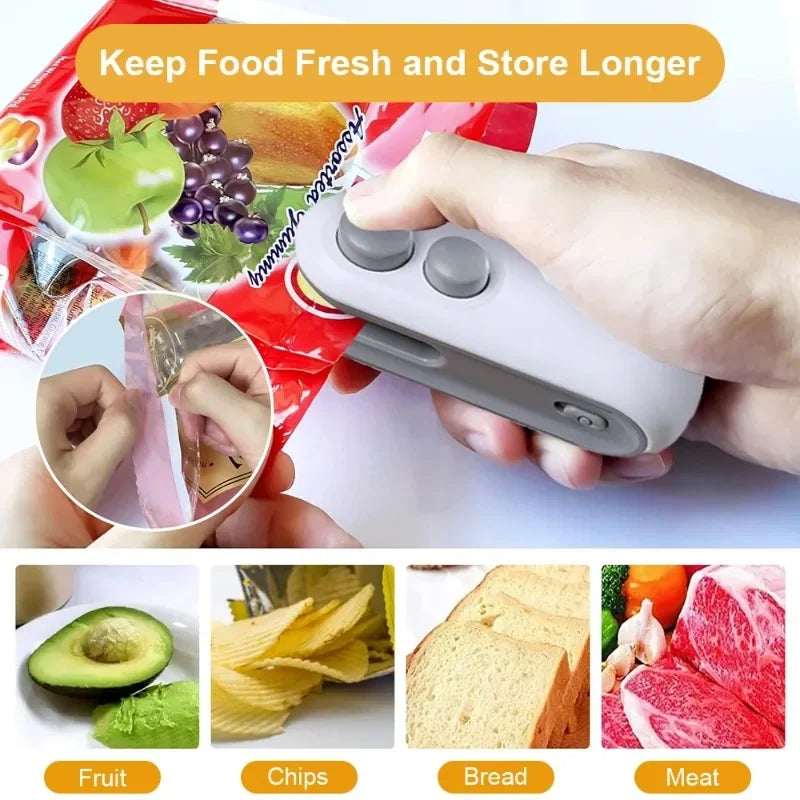 2 in 1 Mini Bag Sealer & Vacuum - Keep Food Fresh Longer