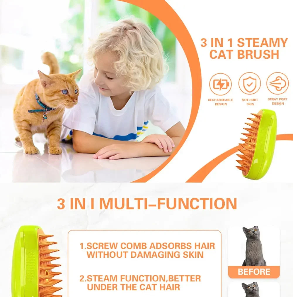 3 in 1 Steam Pet Grooming Brush