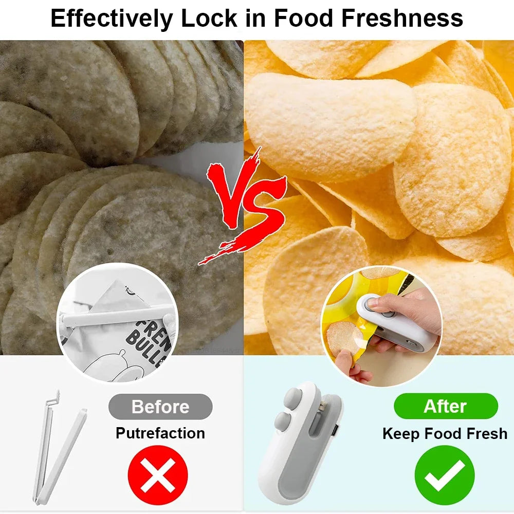 2 in 1 Mini Bag Sealer & Vacuum - Keep Food Fresh Longer