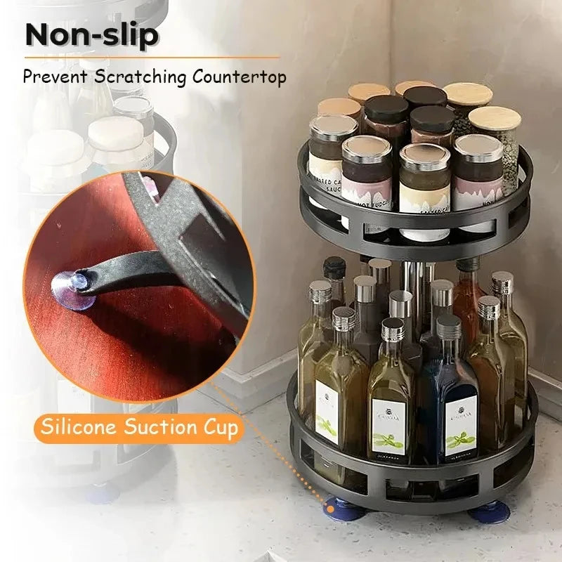 360 degree rotating spice rack kitchen organizer