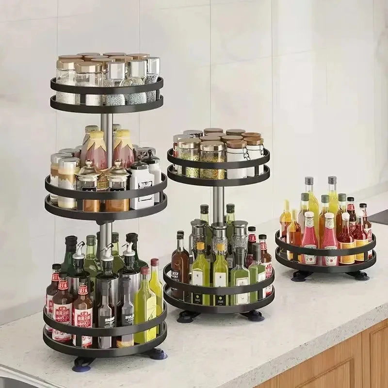 360 degree rotating spice rack kitchen organizer