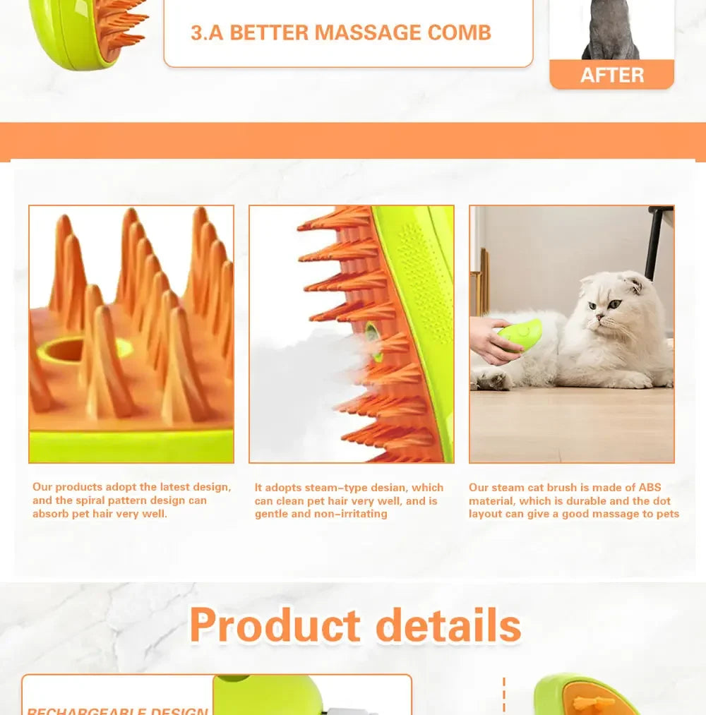 3 in 1 Steam Pet Grooming Brush