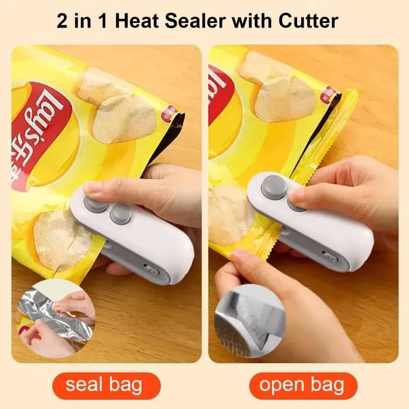 2 in 1 Mini Bag Sealer & Vacuum - Keep Food Fresh Longer