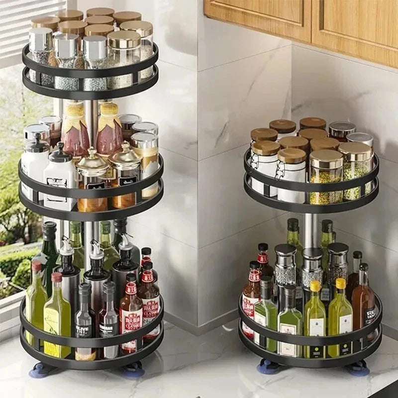 360 degree rotating spice rack kitchen organizer