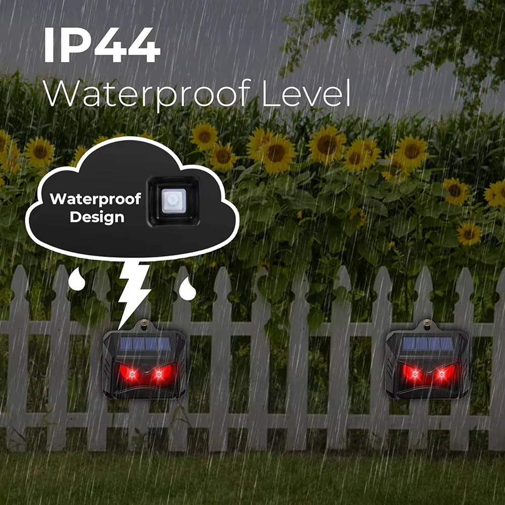 2-Pack Solar-Powered Ultrasonic Animal Deterrent for Outdoor Pest Control