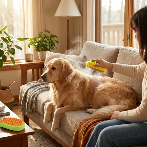3-in-1 Steam Pet Grooming Brush lifestyle