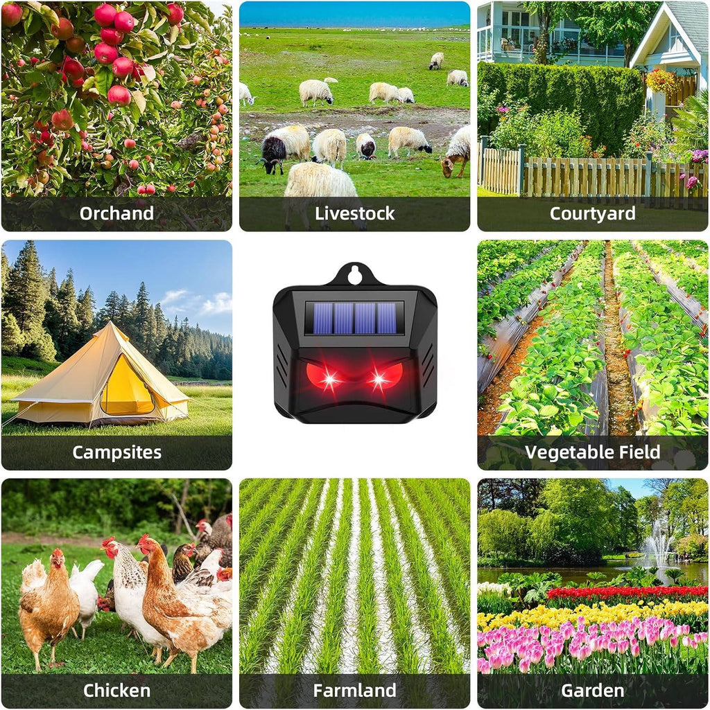 2-Pack Solar-Powered Ultrasonic Animal Deterrent for Outdoor Pest Control